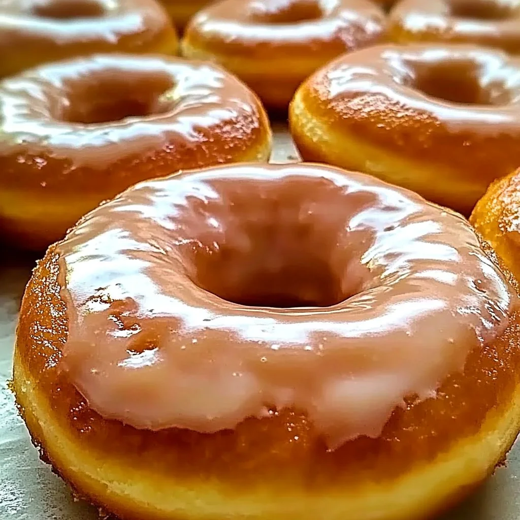 Freshly made sourdough donuts topped with glaze and sprinkles
