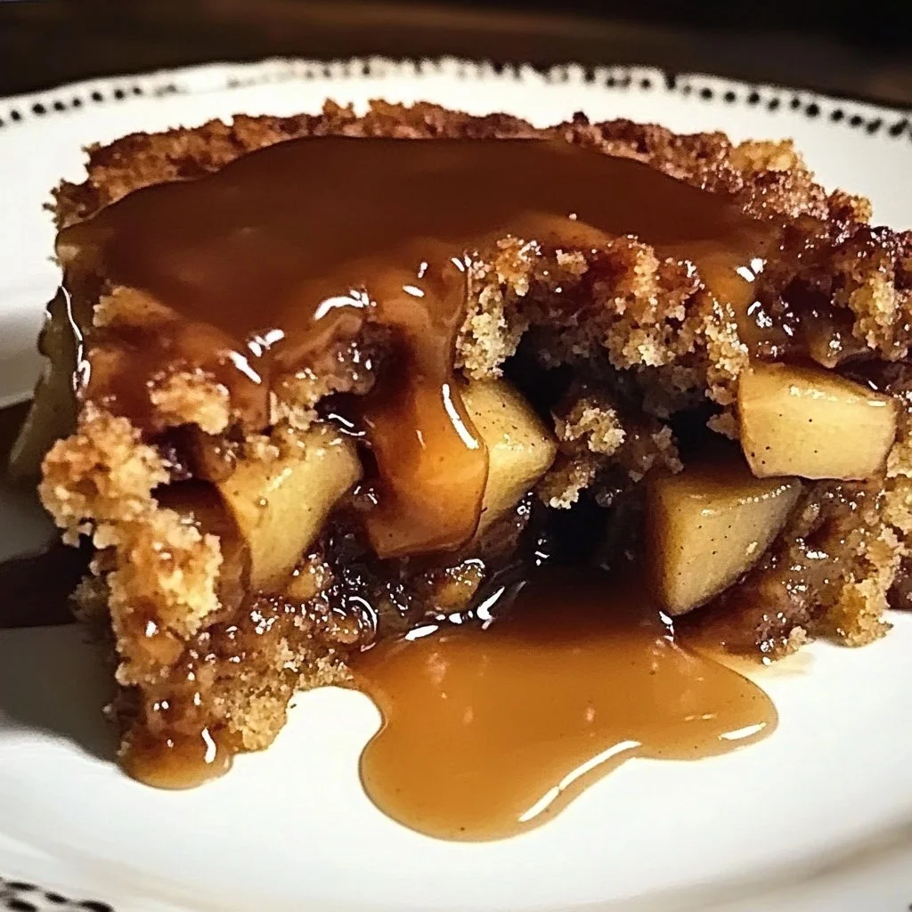 Warm Cinnamon Apple Date Cake with Maple Toffee Sauce