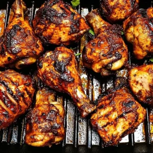 Delicious BBQ chicken on a grill, perfectly cooked and smoky.