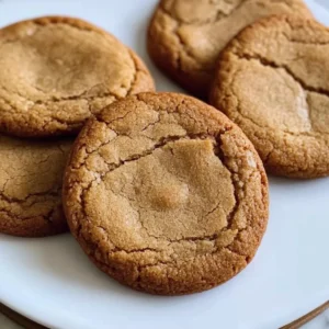 Delicious Biscoff cookies stacked on a plate, perfect for snacking.