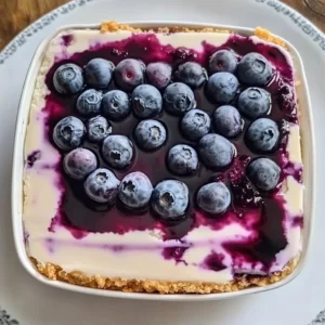 Blueberry Vanilla Cheesecake Icebox Cake layered with fresh blueberries and creamy cheesecake