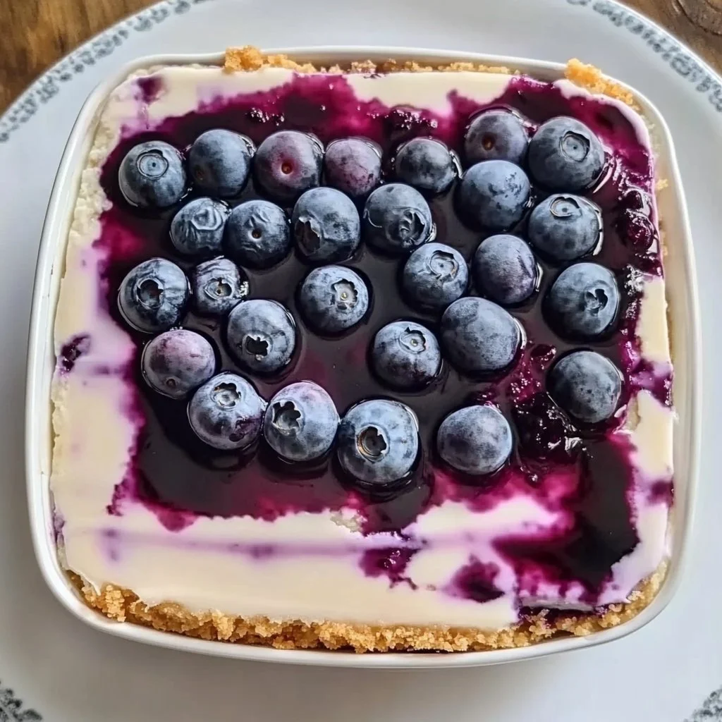 Blueberry Vanilla Cheesecake Icebox Cake layered with fresh blueberries and creamy cheesecake