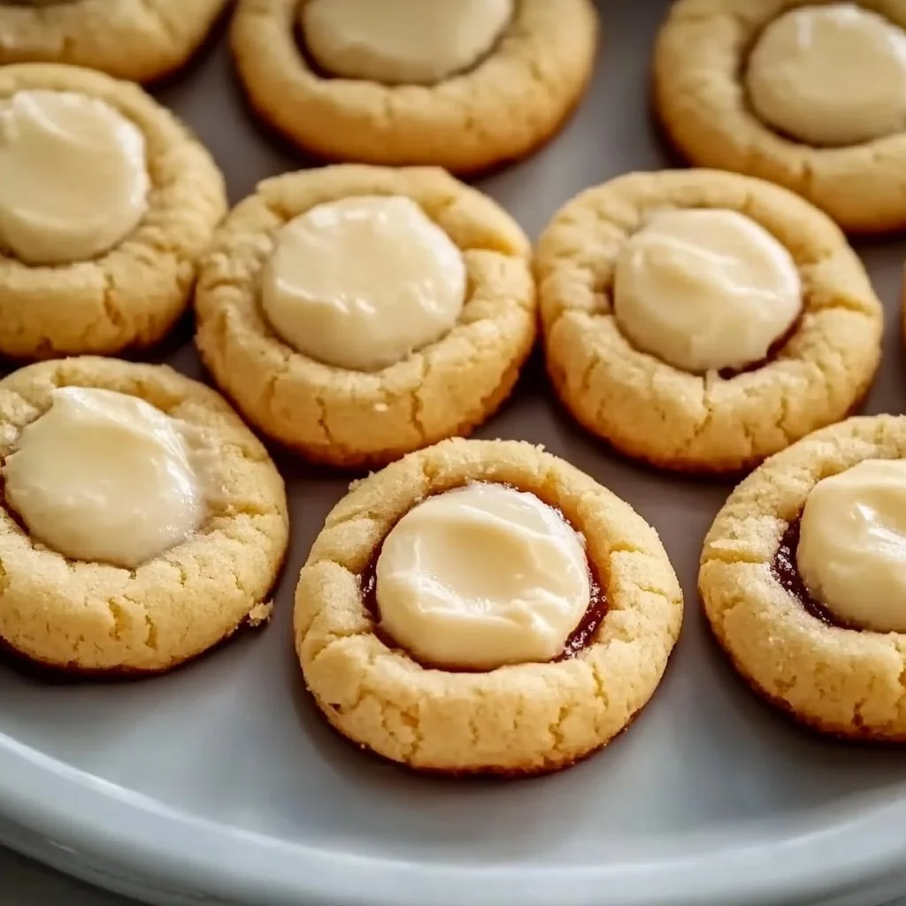 Delicious cream cheese thumbprint cookies with colorful jam fillings