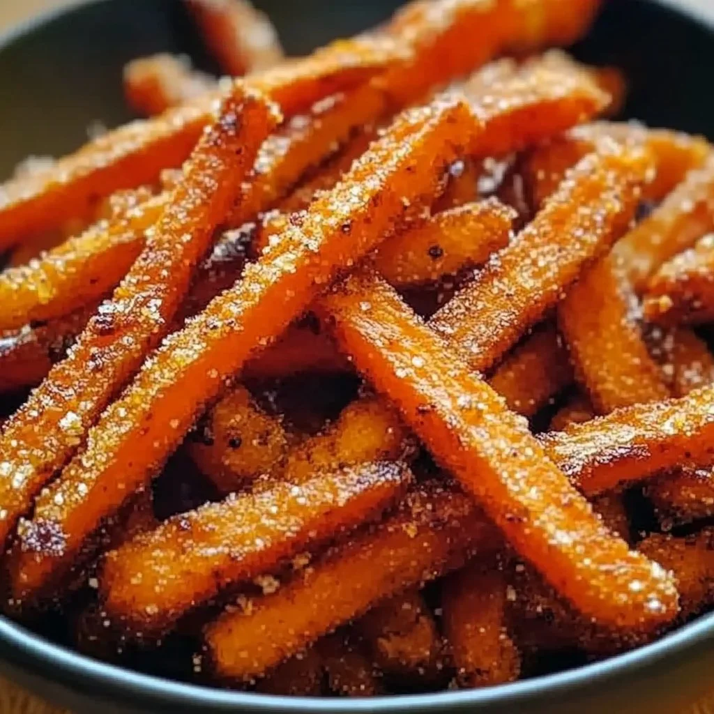 A plate of crispy carrot fries served as a healthy snack alternative