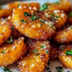 Plate of crispy smashed carrots garnished with herbs and spices