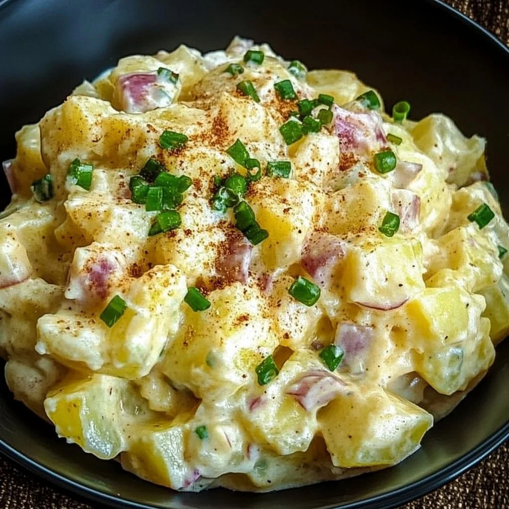 Traditional German Potato Salad with herbs and spices