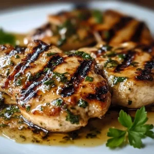 Juicy grilled chicken served with fresh herbs and vibrant vegetables