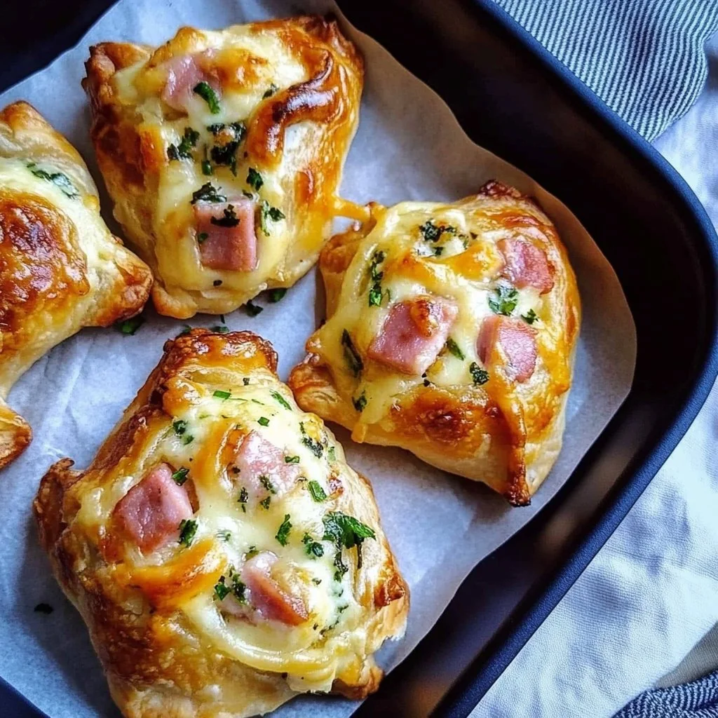 Delicious homemade Ham & Cheese Puffs fresh out of the oven.