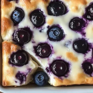 High protein blueberry cottage cheese breakfast bake served in a dish