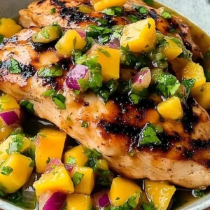 Delicious Honey Lime Chicken served with vibrant Mango Salsa