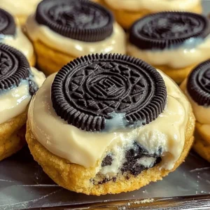 Irresistible Oreo Cheesecake Cookies with creamy filling and Oreo crumbles