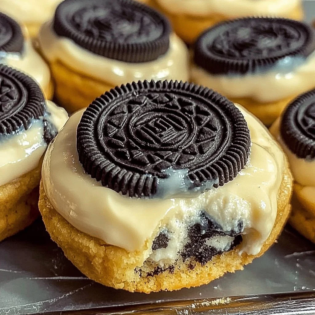 Irresistible Oreo Cheesecake Cookies with creamy filling and Oreo crumbles