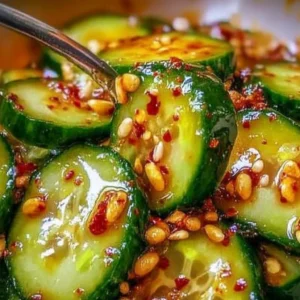 Fresh Korean cucumber salad served as a side dish with vibrant vegetables.