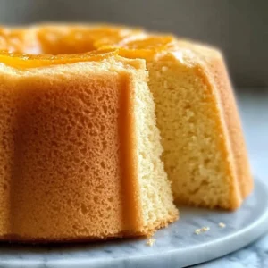 Delicious Orange Chiffon Cake with a citrus glaze and fresh orange slices