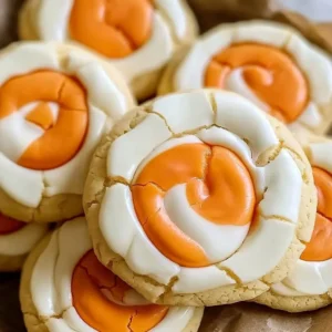 Delicious orange creamsicle cookies with icing on a plate