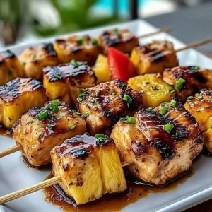 Delicious pineapple chicken kabobs grilled to perfection