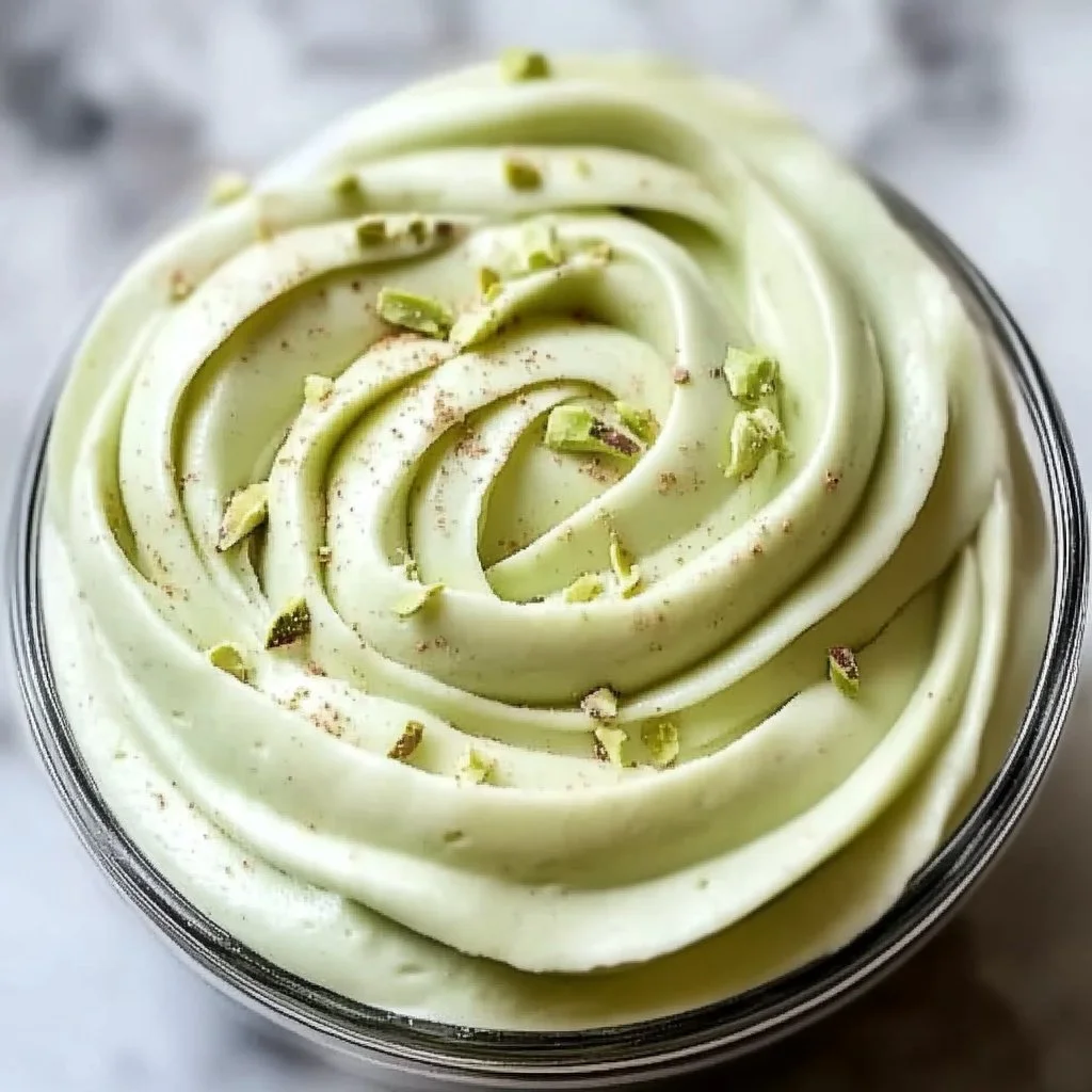 Pistachio Mascarpone Frosting on a cake