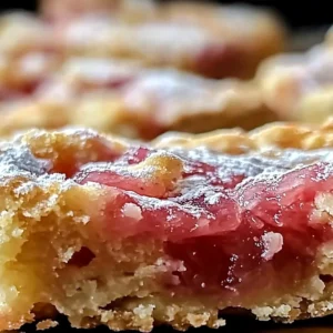 Delicious Rhubarb Shortbread Bars with a crumbly texture and vibrant rhubarb filling