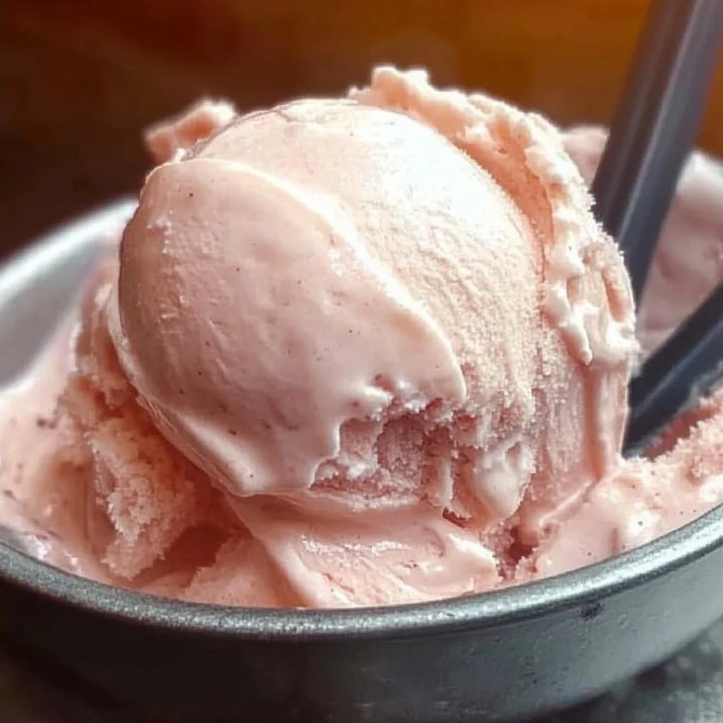 Homemade rhubarb vanilla ice cream in a bowl with fresh rhubarb.