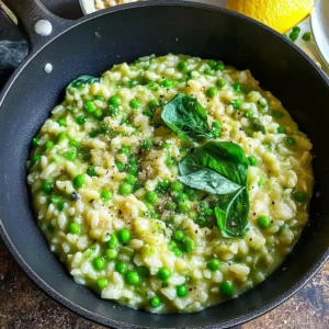 Creamy Spring Pea Risotto with fresh peas and herbs