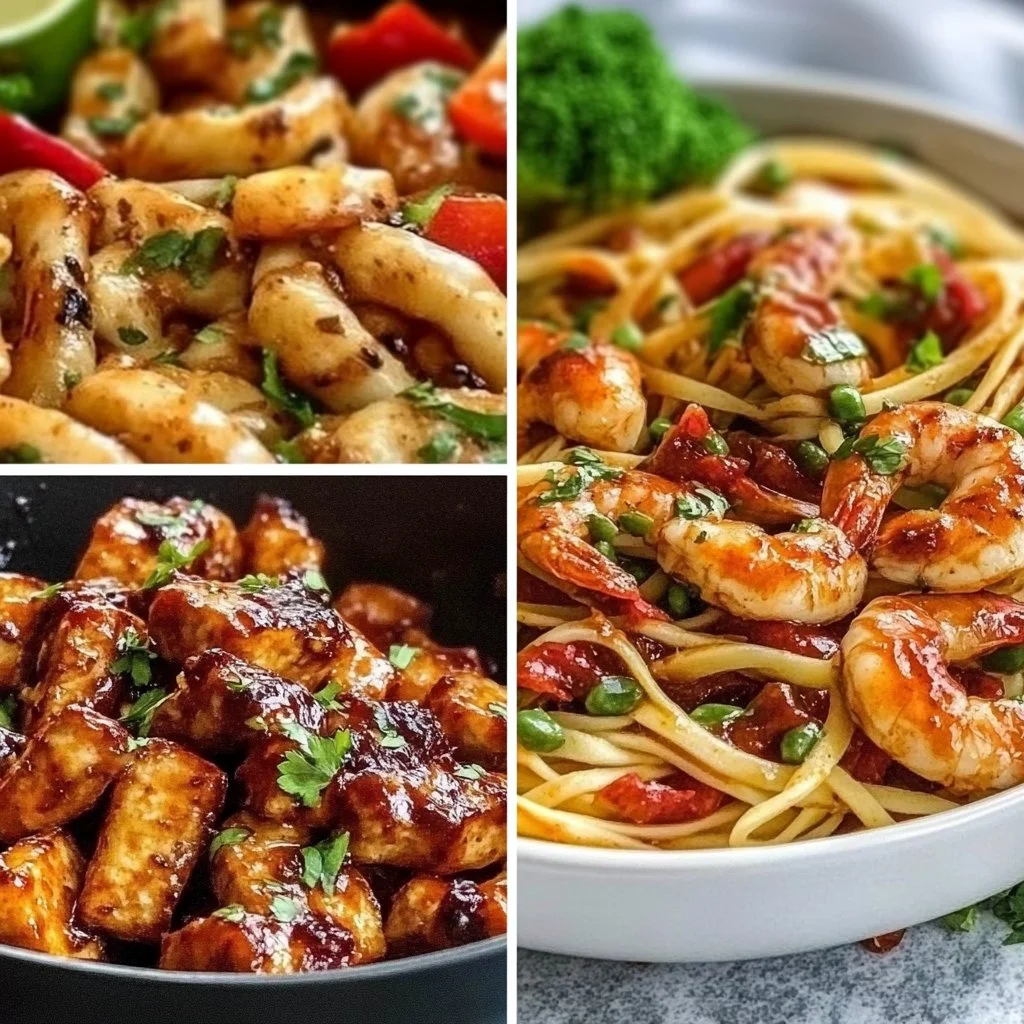 Plate of quick summer dinner recipes featuring fresh ingredients.