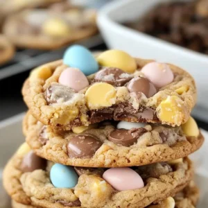 Delicious homemade Cadbury Egg Cookies with chocolate chunks.