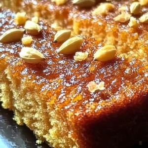 Deliciously spiced Cardamom Semolina Cake served on a plate.