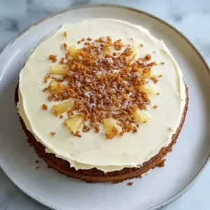 Delicious carrot cake with pineapple topped with cream cheese frosting