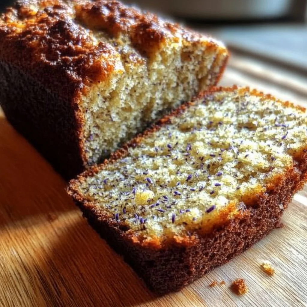 Deliciously moist lavender banana bread with a hint of floral flavor.