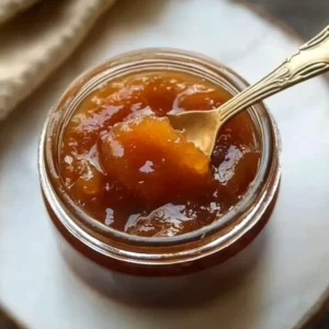 Homemade easy apricot jam in a jar with fresh apricots