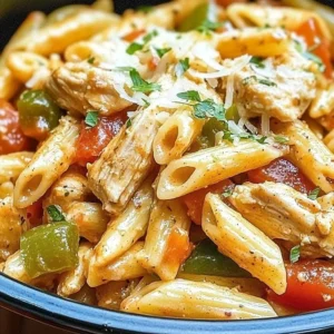Bowl of Easy Cajun Chicken Pasta made in the crockpot
