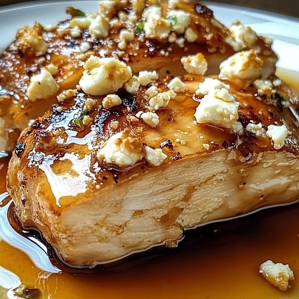 Hot honey feta chicken dish garnished with herbs