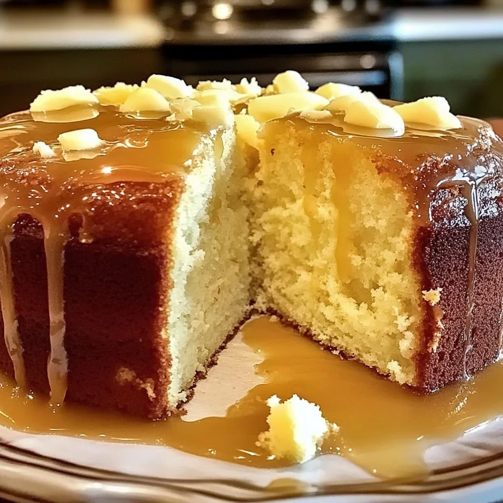 Slice of Lemon Cream Cheese Pound Cake on a plate with lemon slices