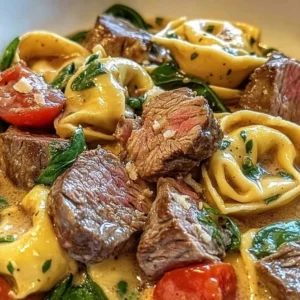 Delicious Steak Tortellini with tender steak and creamy sauce