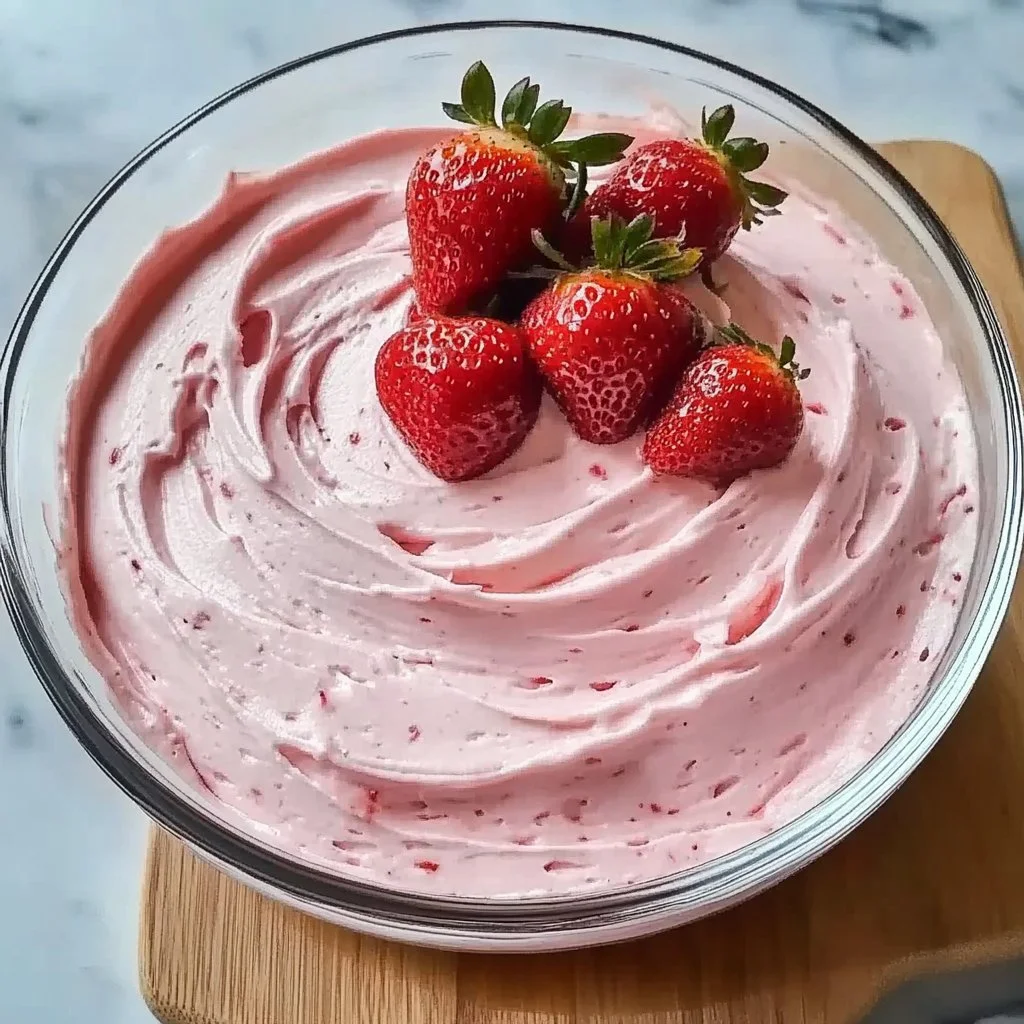 Strawberry mousse cake filling beautifully layered and garnished.