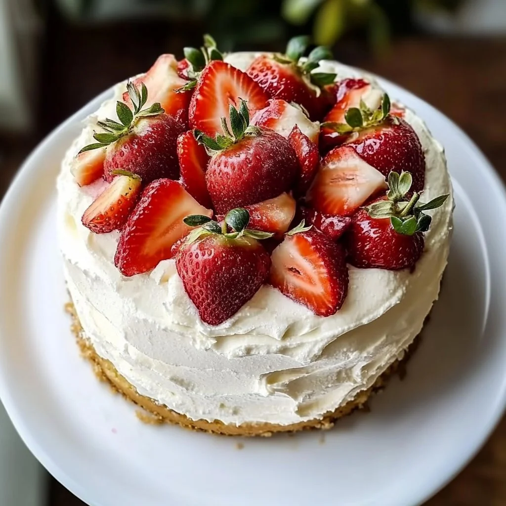 Delicious Strawberry Shortcake Cake with Mascarpone and fresh strawberries